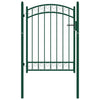 Vidaxl poort met gebogen bovenkant 100x125 cm staal groen