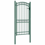Vidaxl poort met gebogen bovenkant 102x136 cm staal groen - afbeelding 1