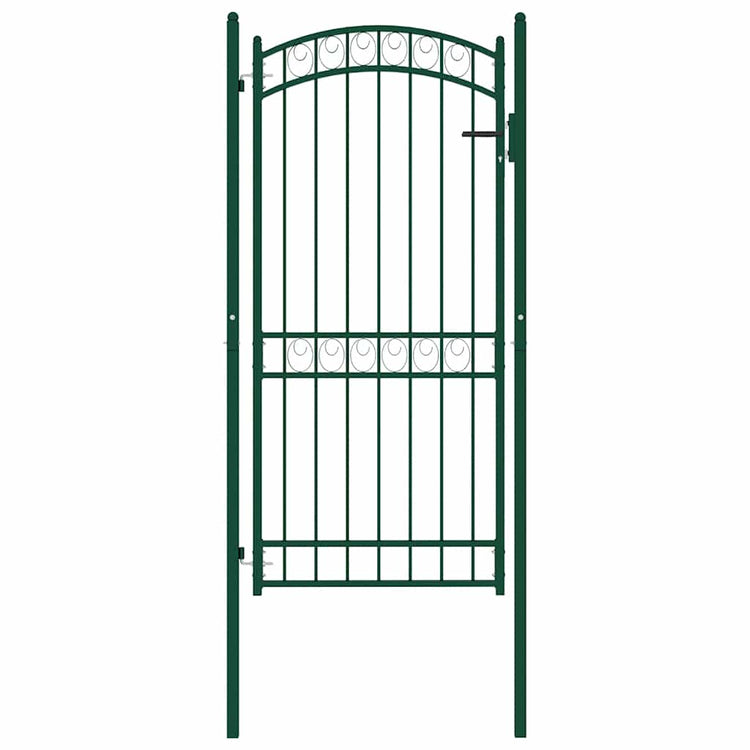 Vidaxl poort met gebogen bovenkant 102x136 cm staal groen