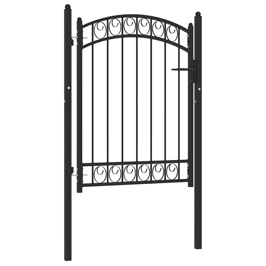 Vidaxl hekpoort emmen met gebogen bovenzijde staal 100x98,5 cm zwart