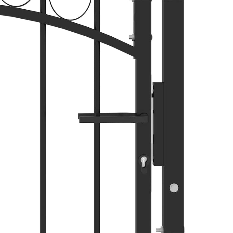 Vidaxl hekpoort emmen met gebogen bovenzijde staal 100x98,5 cm zwart