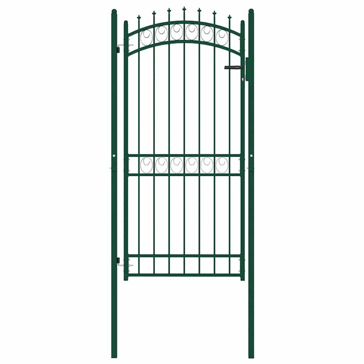 Vidaxl poort met speerpunten 100x200 cm staal groen