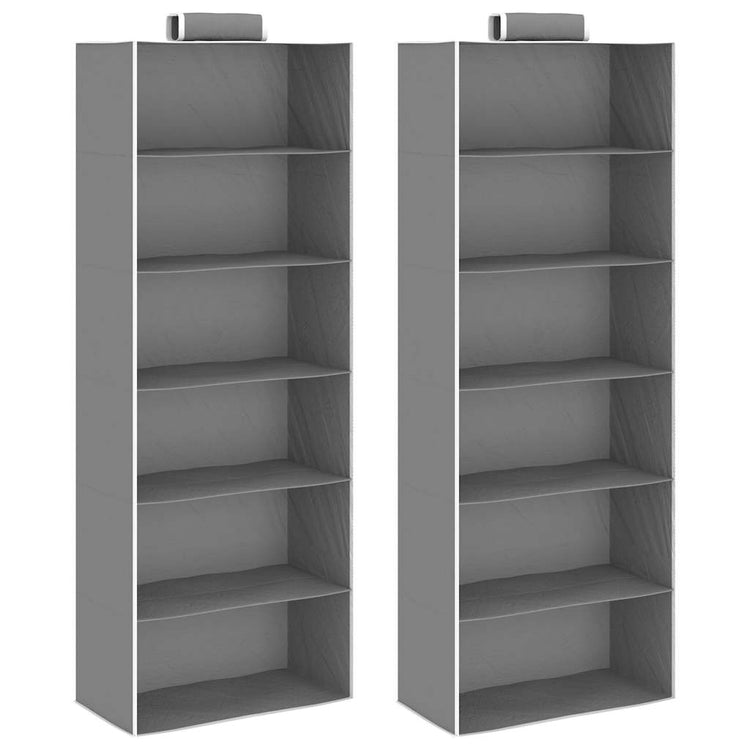 Vidaxl kledingorganisers hangend 2 st met 6 schappen stof