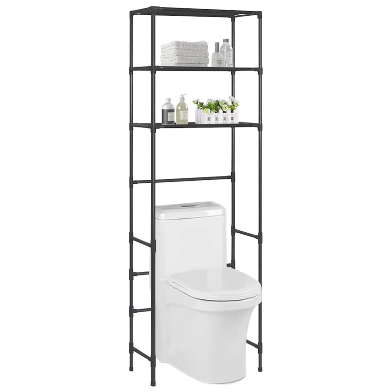 Vidaxl opbergrek voor boven toilet 3-laags 53x28x169 cm zwart