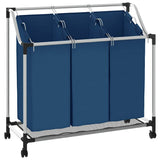 Vidaxl wassorteerder met 3 zakken staal blauw - afbeelding 2