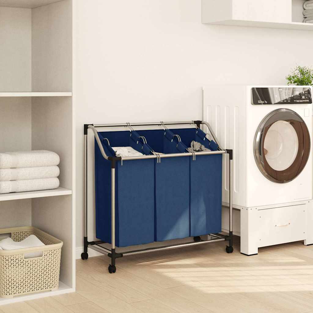 Vidaxl wassorteerder met 3 zakken staal blauw
