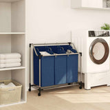 Vidaxl wassorteerder met 3 zakken staal blauw - afbeelding 3