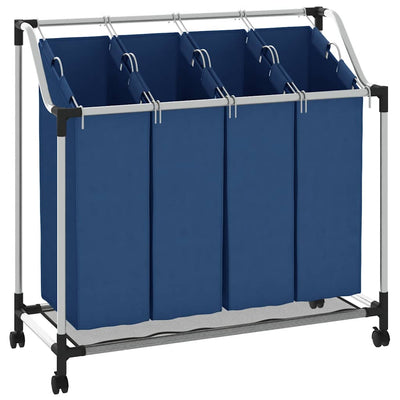 Vidaxl wassorteerder met 4 zakken staal blauw