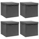 Vidaxl opbergboxen met deksel 4 st 32x32x32 cm stof grijs