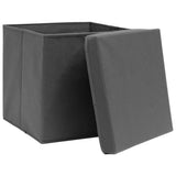 Vidaxl opbergboxen met deksel 10 st 32x32x32 cm stof grijs - afbeelding 3