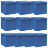 Vidaxl opbergboxen met deksel 10 st 32x32x32 cm stof blauw