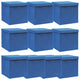Vidaxl opbergboxen met deksel 10 st 32x32x32 cm stof blauw