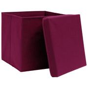 Vidaxl opbergboxen met deksel 4 st 32x32x32 cm stof donkerrood - afbeelding 3