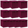 Vidaxl opbergboxen met deksel 10 st 32x32x32 cm stof donkerrood