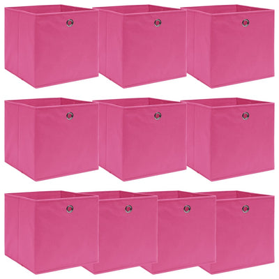 Vidaxl opbergboxen 10 st 32x32x32 cm stof roze