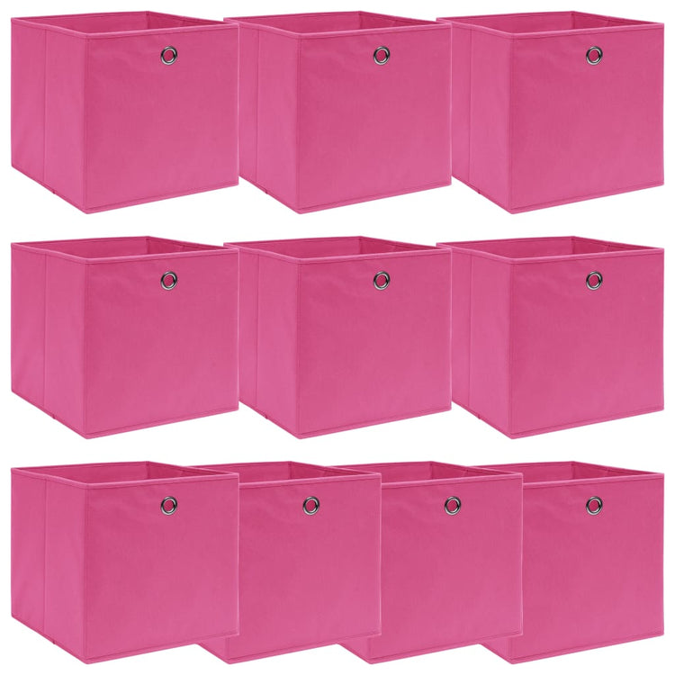 Vidaxl opbergboxen 10 st 32x32x32 cm stof roze