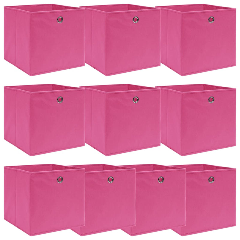 Vidaxl opbergboxen 10 st 32x32x32 cm stof roze