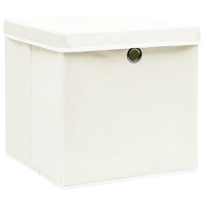 Vidaxl opbergboxen met deksel 4 st 32x32x32 cm stof wit