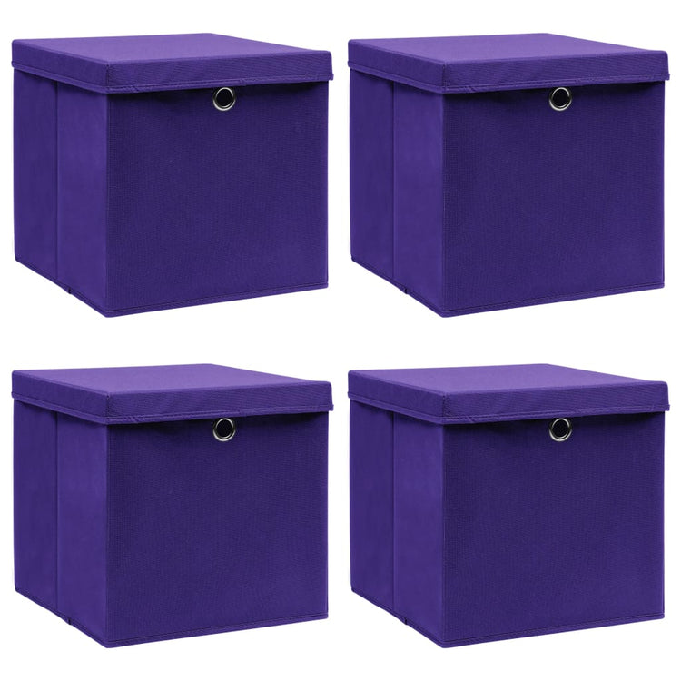 Vidaxl opbergboxen met deksel 4 st 32x32x32 cm stof paars