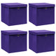 Vidaxl opbergboxen met deksel 4 st 32x32x32 cm stof paars