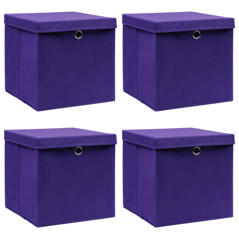 Vidaxl opbergboxen met deksel 4 st 32x32x32 cm stof paars