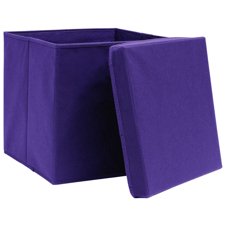Vidaxl opbergboxen met deksel 4 st 32x32x32 cm stof paars