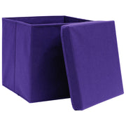 Vidaxl opbergboxen met deksel 10 st 32x32x32 cm stof paars - afbeelding 3