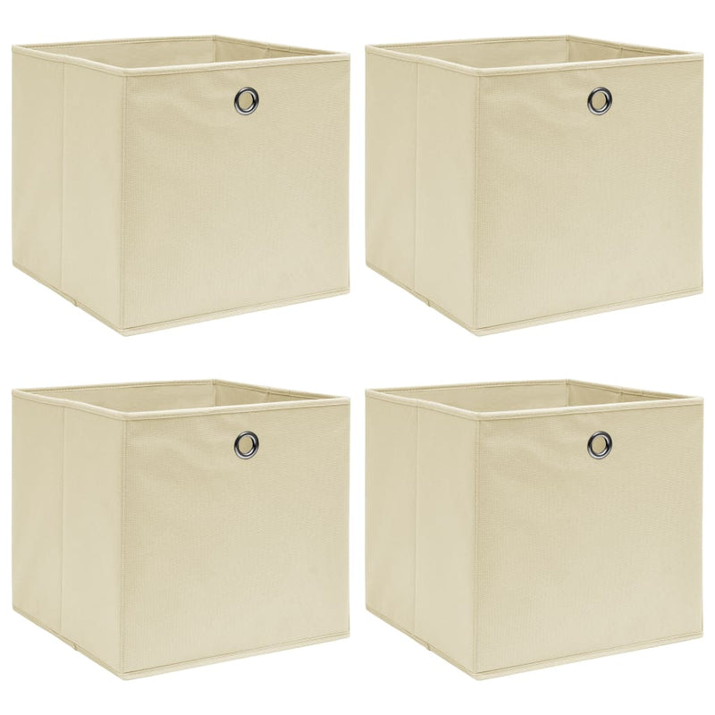 Vidaxl opbergboxen 4 st 32x32x32 cm stof crèmekleurig