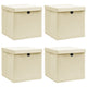 Vidaxl opbergboxen met deksel 4 st 32x32x32 cm stof crèmekleurig