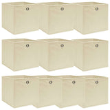 Vidaxl opbergboxen 10 st 32x32x32 cm stof crèmekleurig - afbeelding 1