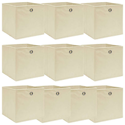 Vidaxl opbergboxen 10 st 32x32x32 cm stof crèmekleurig