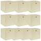 Vidaxl opbergboxen 10 st 32x32x32 cm stof crèmekleurig