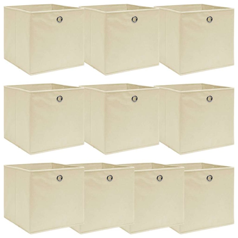Vidaxl opbergboxen 10 st 32x32x32 cm stof crèmekleurig