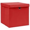 Vidaxl opbergboxen met deksel 4 st 32x32x32 cm stof rood