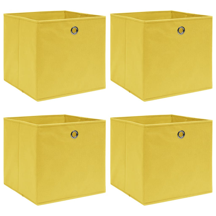 Vidaxl opbergboxen 4 st 32x32x32 cm stof geel