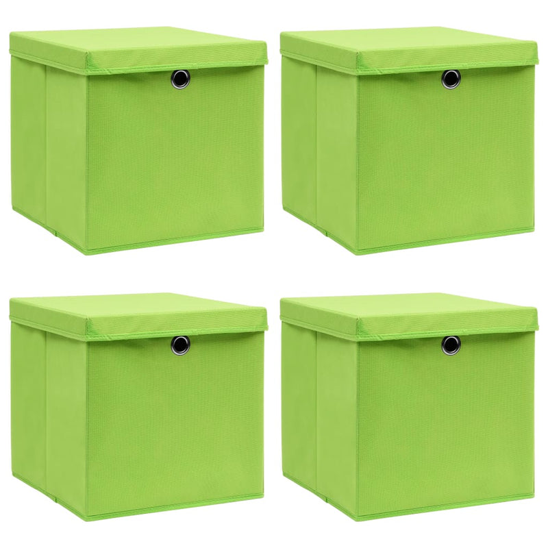 Vidaxl opbergboxen met deksel 4 st 32x32x32 cm stof groen