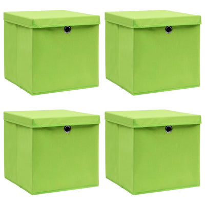 Vidaxl opbergboxen met deksel 4 st 32x32x32 cm stof groen