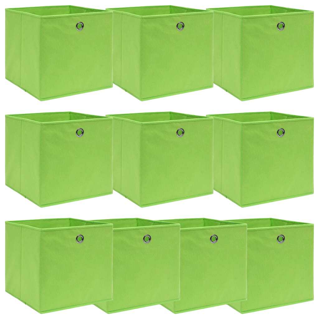 Vidaxl opbergboxen 10 st 32x32x32 cm stof groen