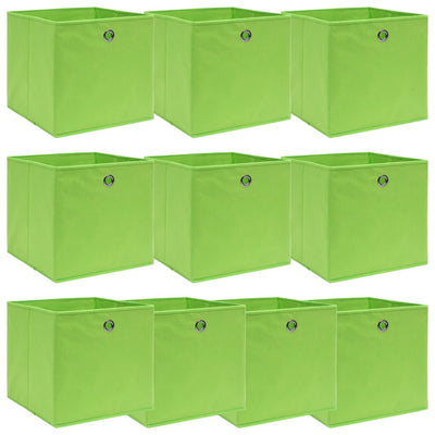 Vidaxl opbergboxen 10 st 32x32x32 cm stof groen