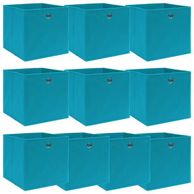 Vidaxl opbergboxen 10 st 32x32x32 cm stof babyblauw