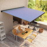 VidaXL Luifel gemotoriseerd 500x300 cm blauw en wit - afbeelding 1
