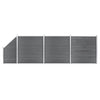 VidaXL Schuttingset 3 vierkant en 1 schuin 619x186 cm HKC grijs
