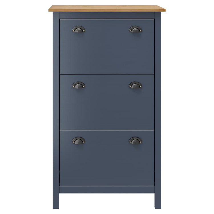 Vidaxl schoenenkast hill 72x35x124 cm massief grenenhout grijs
