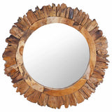 Vidaxl wandspiegel rond 60 cm teakhout - afbeelding 1