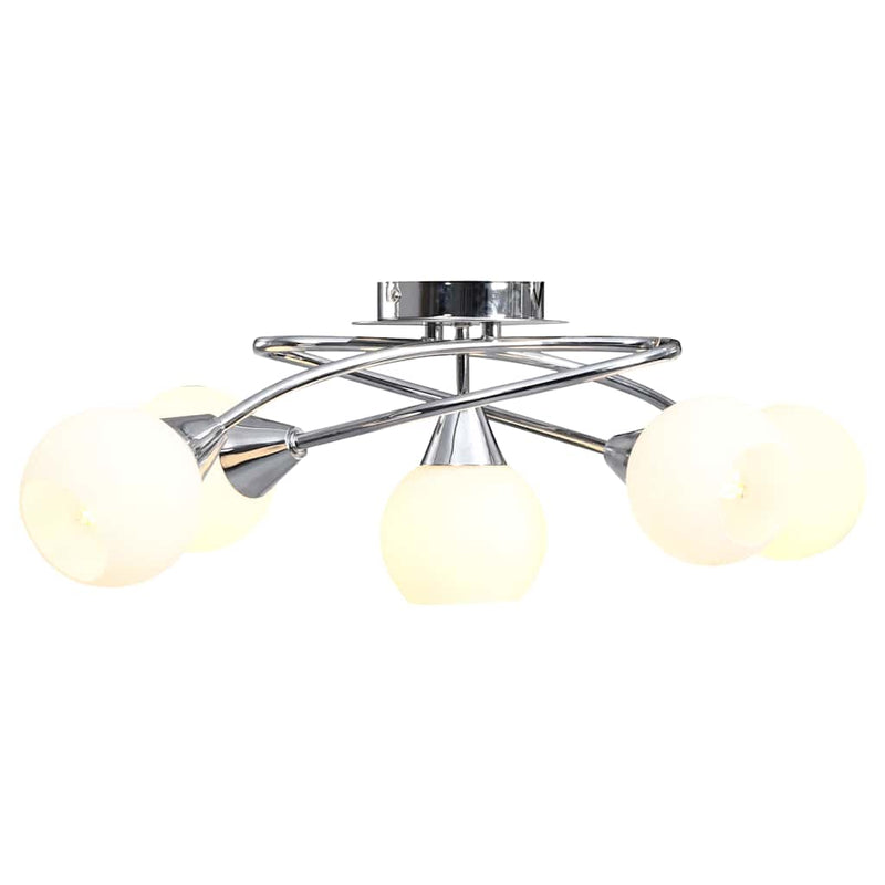 Vidaxl plafondlamp met keramieken bolvormige kappen voor 5xe14 wit