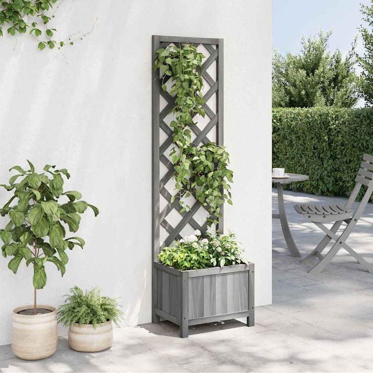 Vidaxl plantenbak met latwerk 40x30x135 cm massief vurenhout