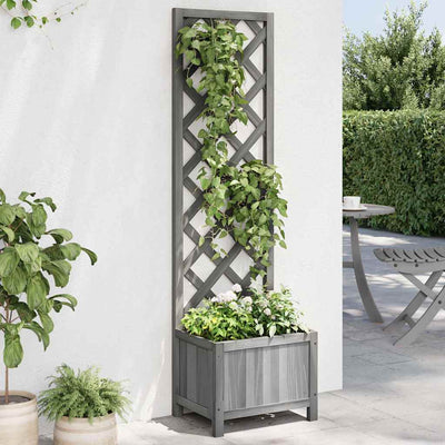 Vidaxl plantenbak met latwerk 40x30x135 cm massief vurenhout