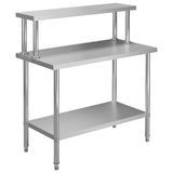 Vidaxl keukenwerktafel met bovenschap 120x60x120 cm roestvrij staal - afbeelding 1