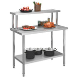 Vidaxl keukenwerktafel met bovenschap 120x60x120 cm roestvrij staal - afbeelding 2
