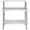 Vidaxl keukenwerktafel met bovenschap 120x60x120 cm roestvrij staal